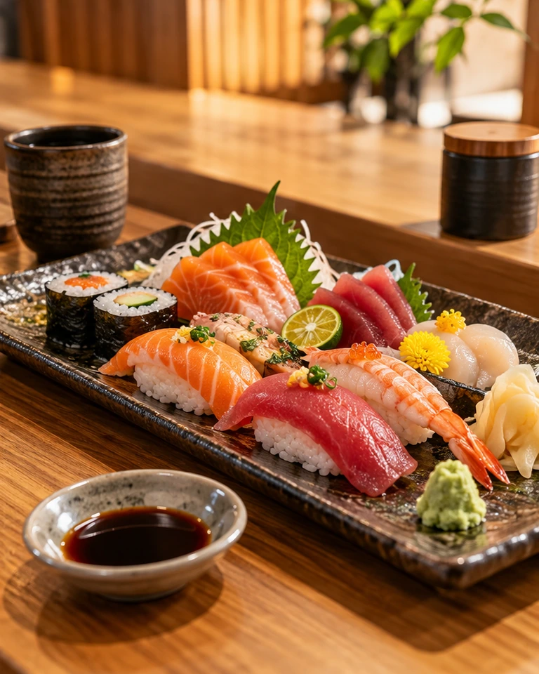 AI 生成的日式料理餐點情境示意照片