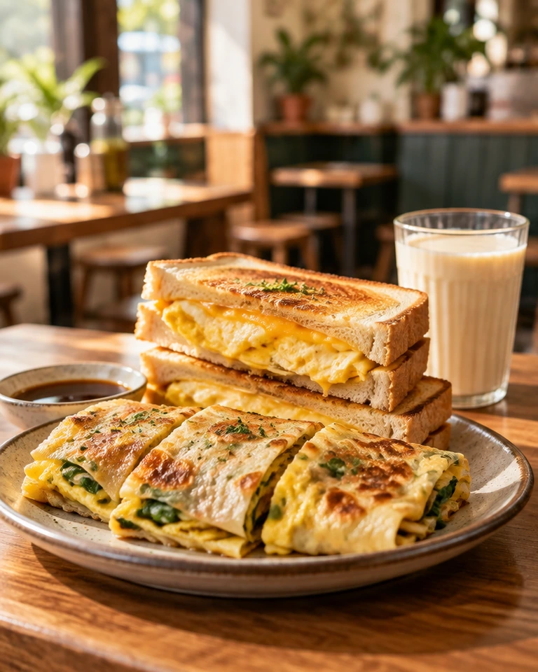 AI 生成的早餐店餐點情境示意照片